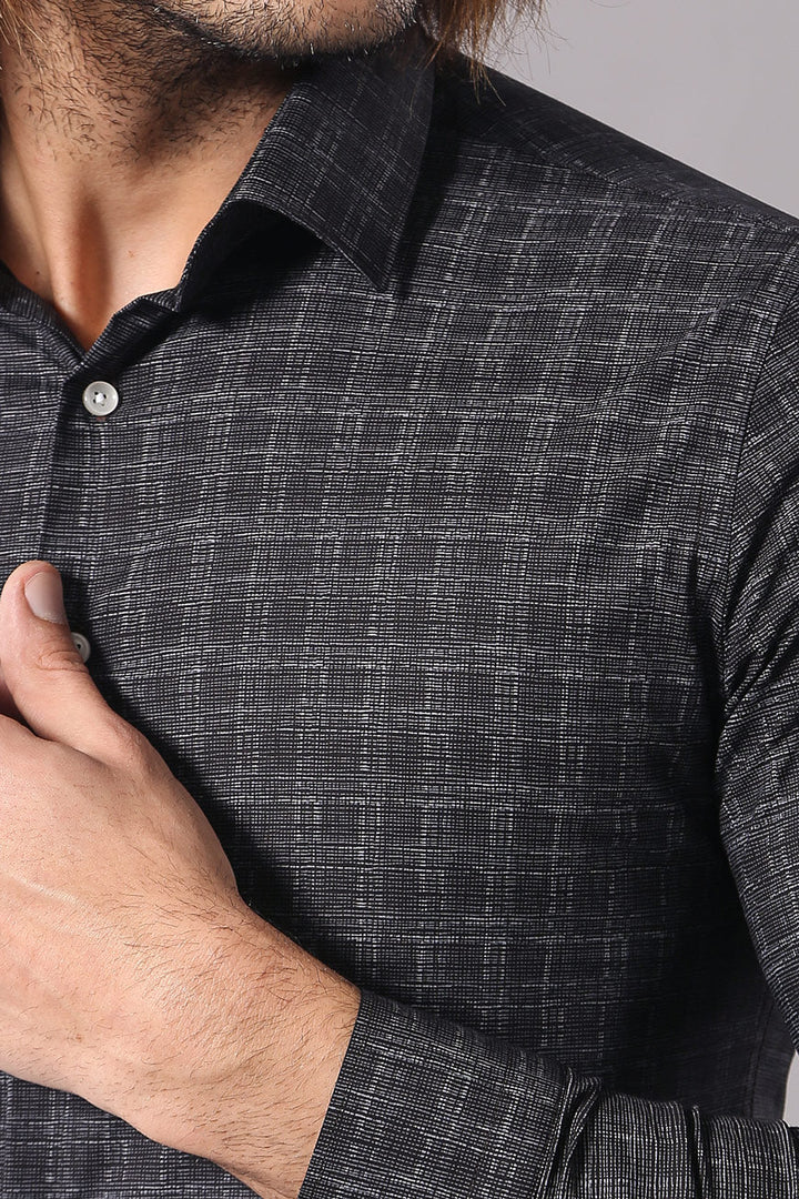 WSS Plaid Patterned Black Shirt  - Hitchin