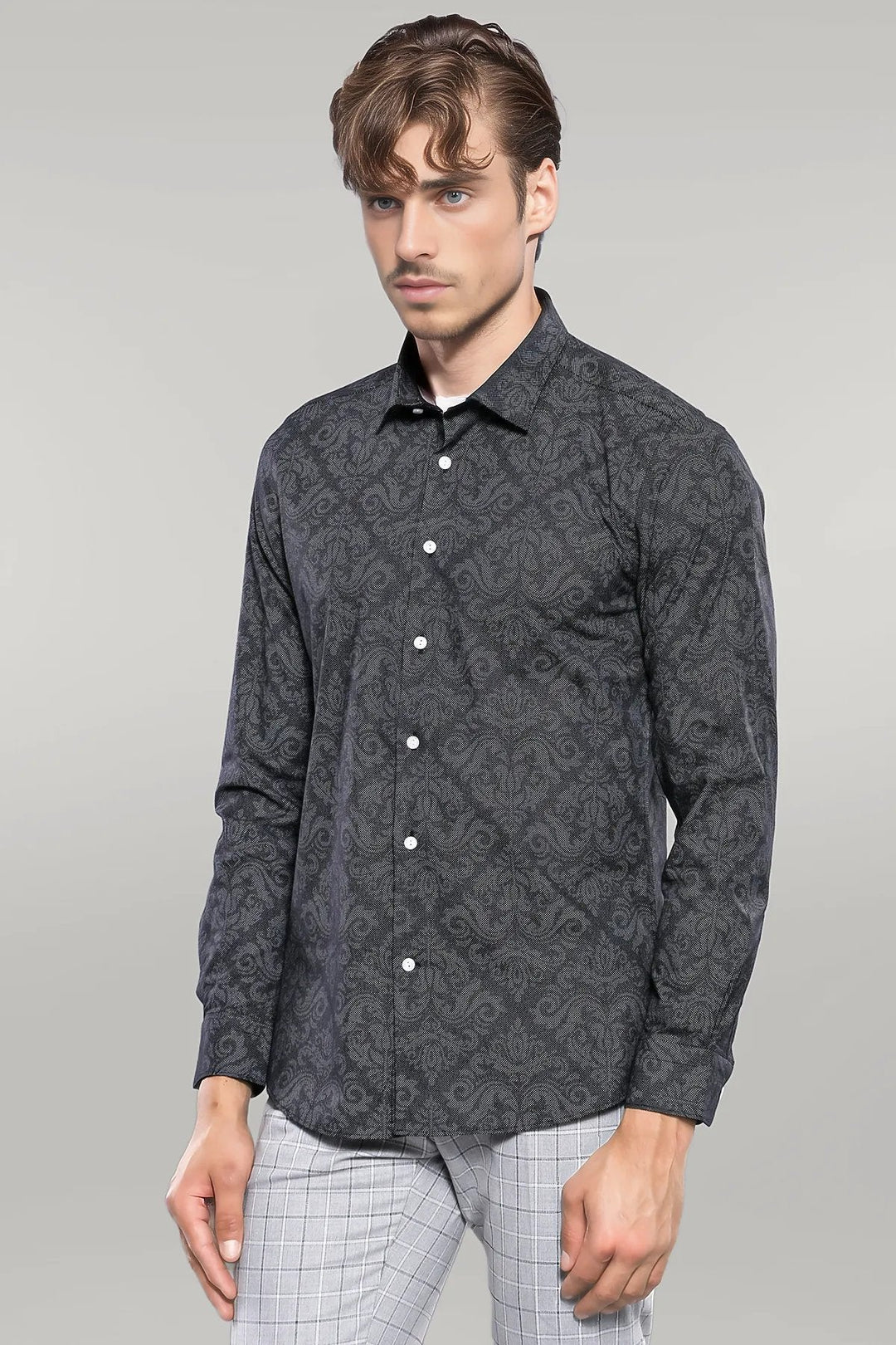 WSS Patterned Smoked Long Sleeve Shirt  - Singen