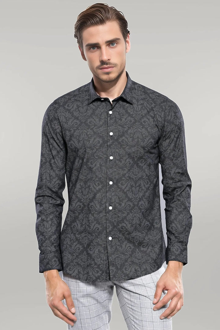 WSS Patterned Smoked Long Sleeve Shirt  - Singen