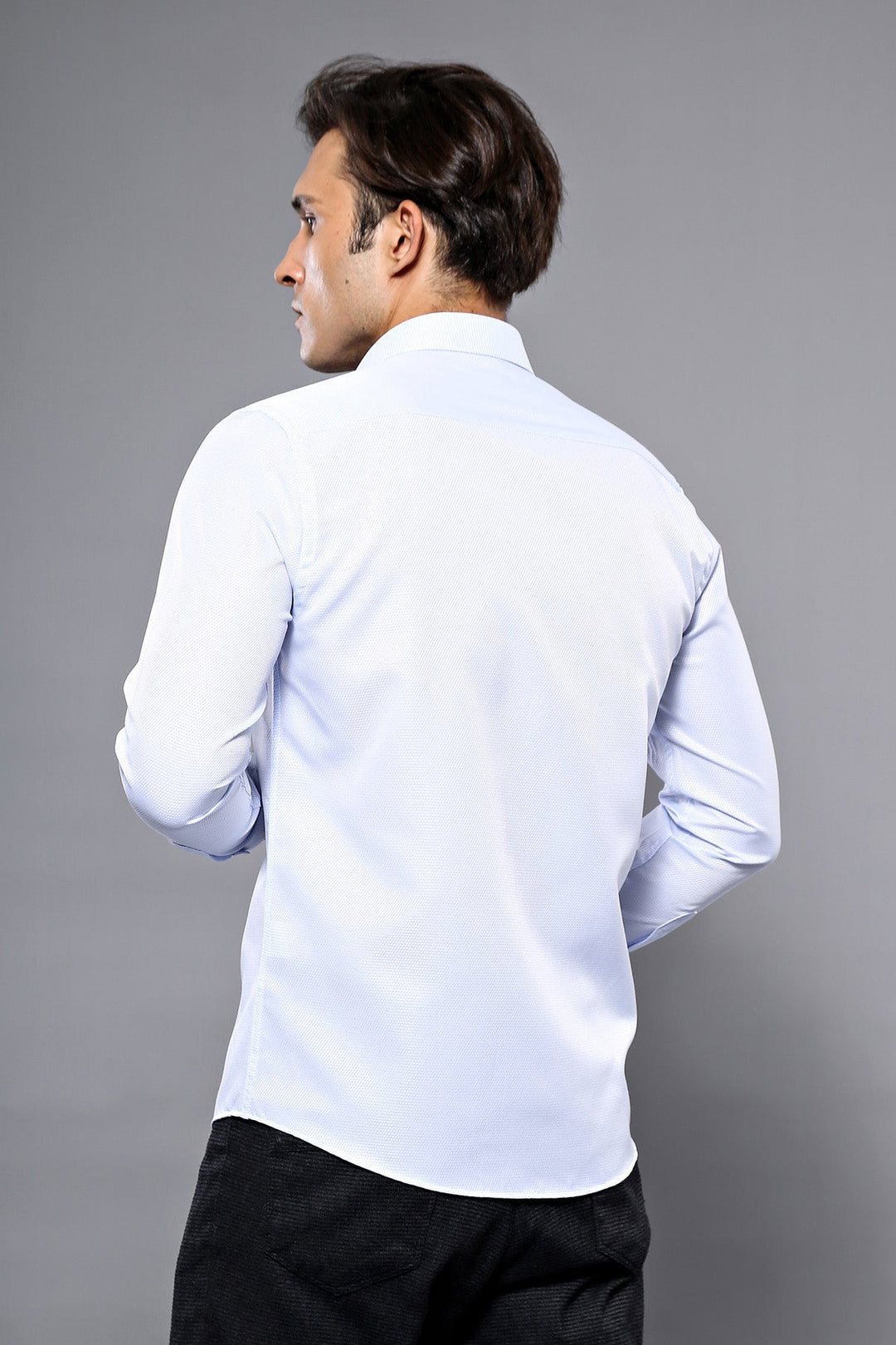 WSS Patterned Casual Baby Blue Shirt  - Salina