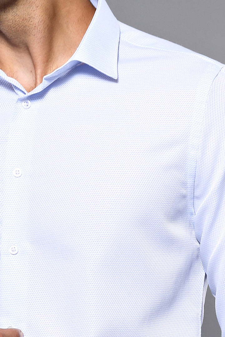 WSS Patterned Casual Baby Blue Shirt  - Salina