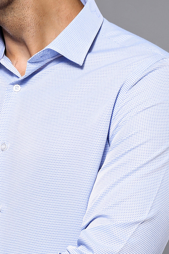 WSS Dot Patterned Casual Blue Shirt   - Brescia