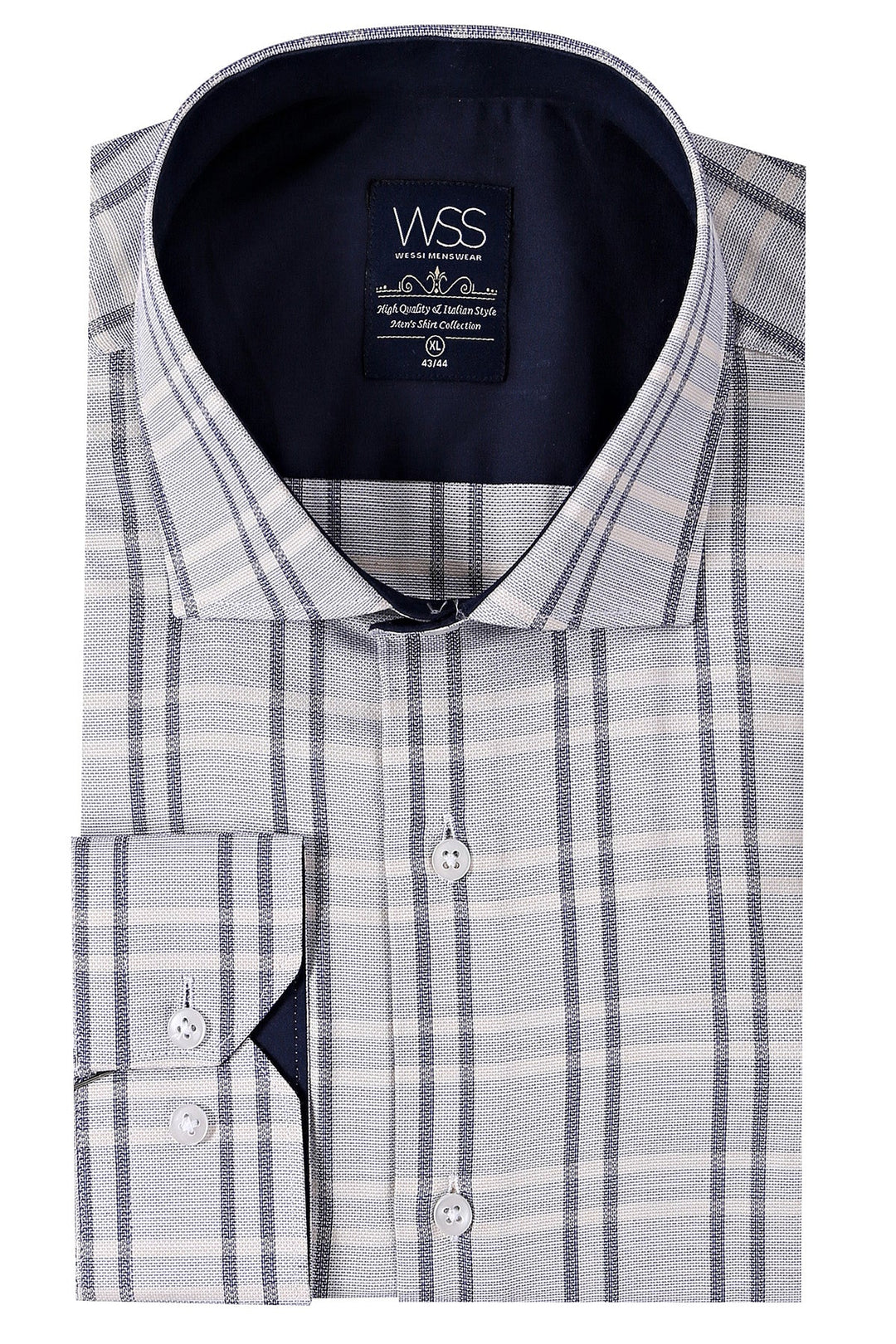 WSS Casual Plaid White Shirt   - North Port