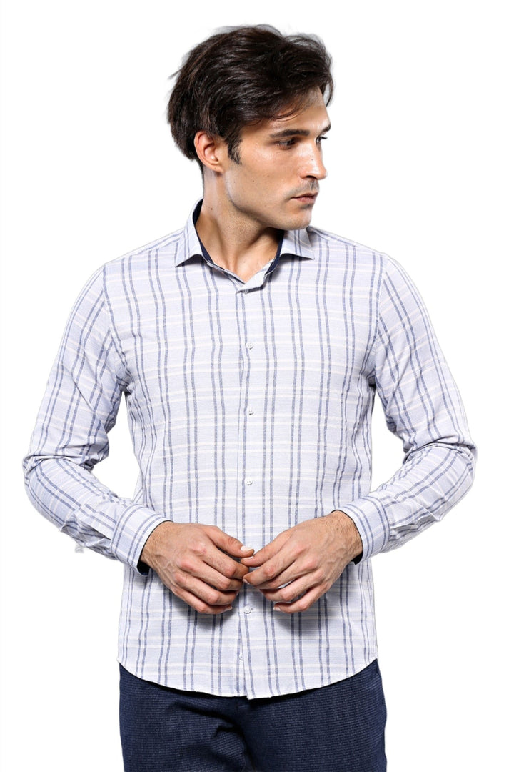 WSS Casual Plaid White Shirt   - North Port