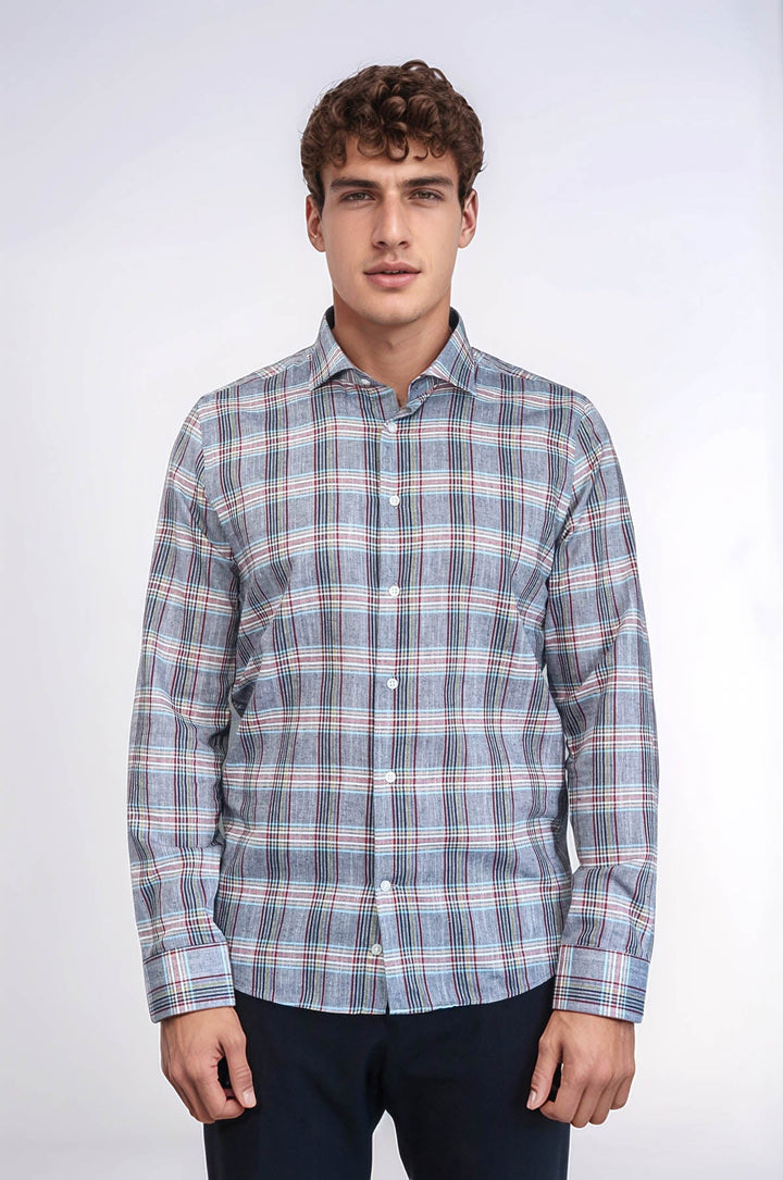 WSS Casual Blue Plaid Shirt  - Laindon