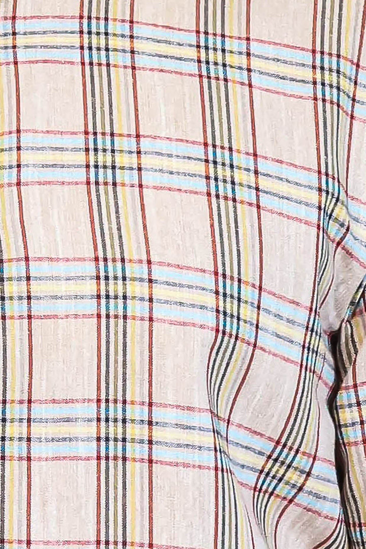 WSS Beige Plaid Slim-Fit Shirt   - Sarcelles