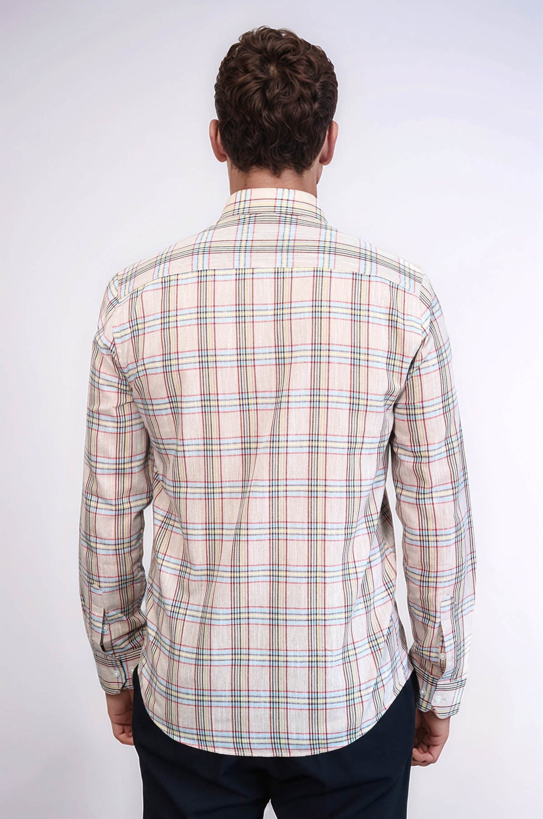 WSS Beige Plaid Slim-Fit Shirt   - Sarcelles