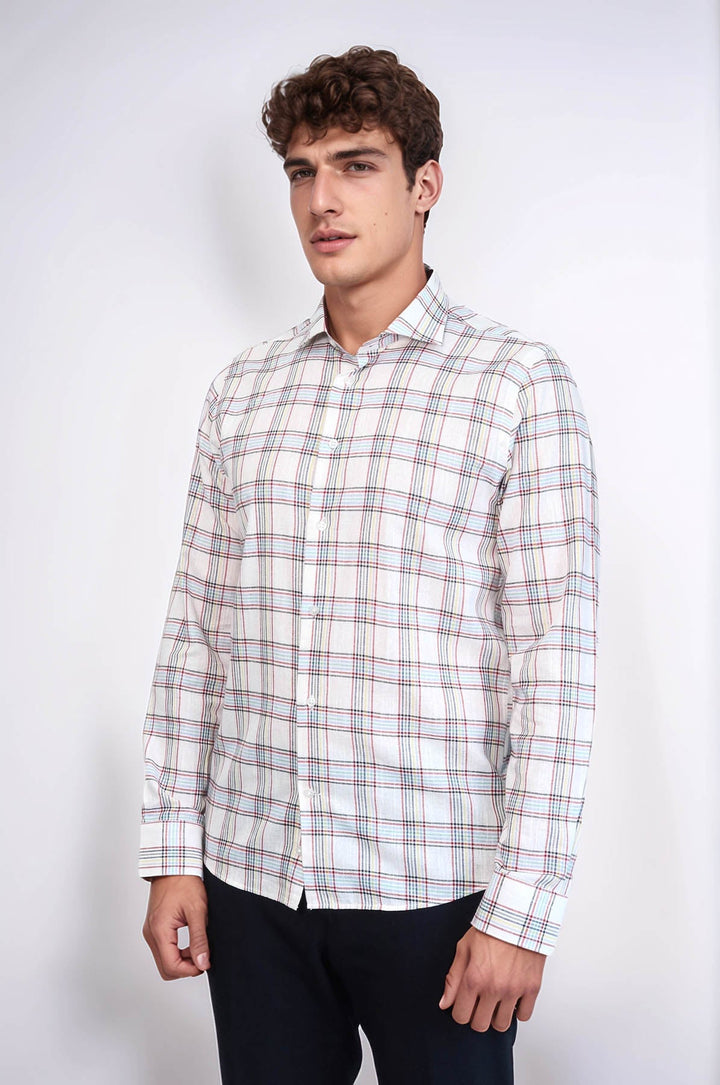 WSS Casual White Plaid Shirt  - Bridgewater