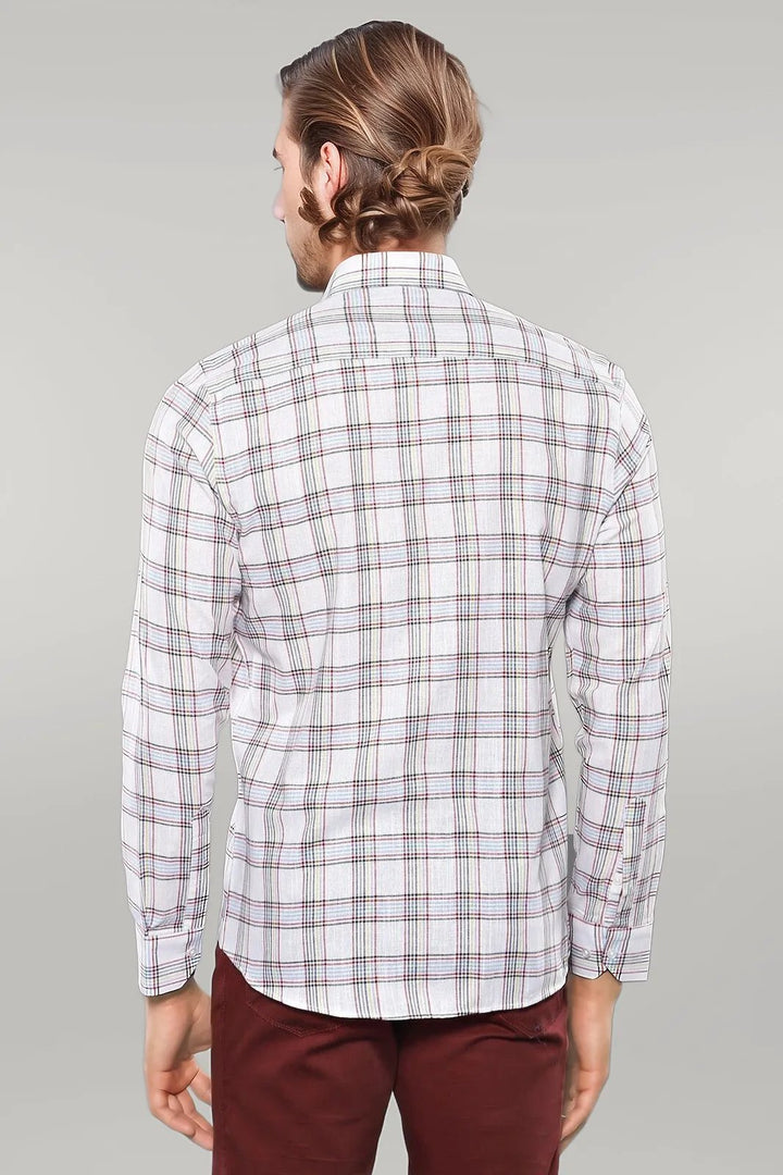WSS Casual White Plaid Shirt  - Singen