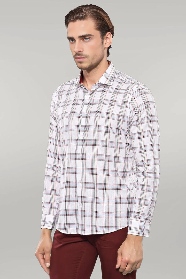 WSS Casual White Plaid Shirt  - Singen