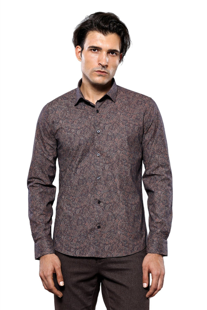 WSS Brown Patterned Shirt   - Bowie