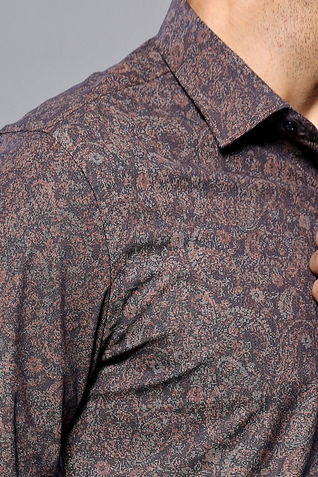 WSS Brown Patterned Shirt   - Bowie