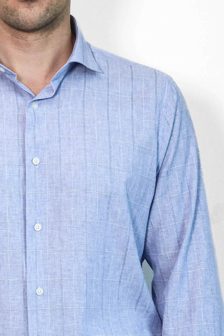 WSS Checked Long Sleeve Blue Shirt  - Waterford