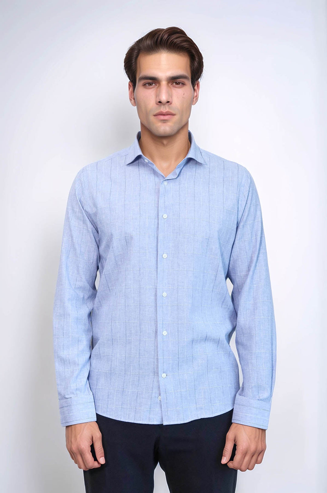 WSS Checked Long Sleeve Blue Shirt  - Waterford