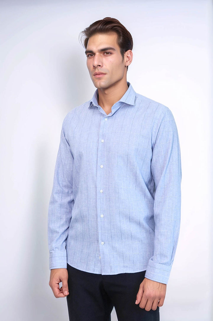 WSS Checked Long Sleeve Blue Shirt  - Waterford