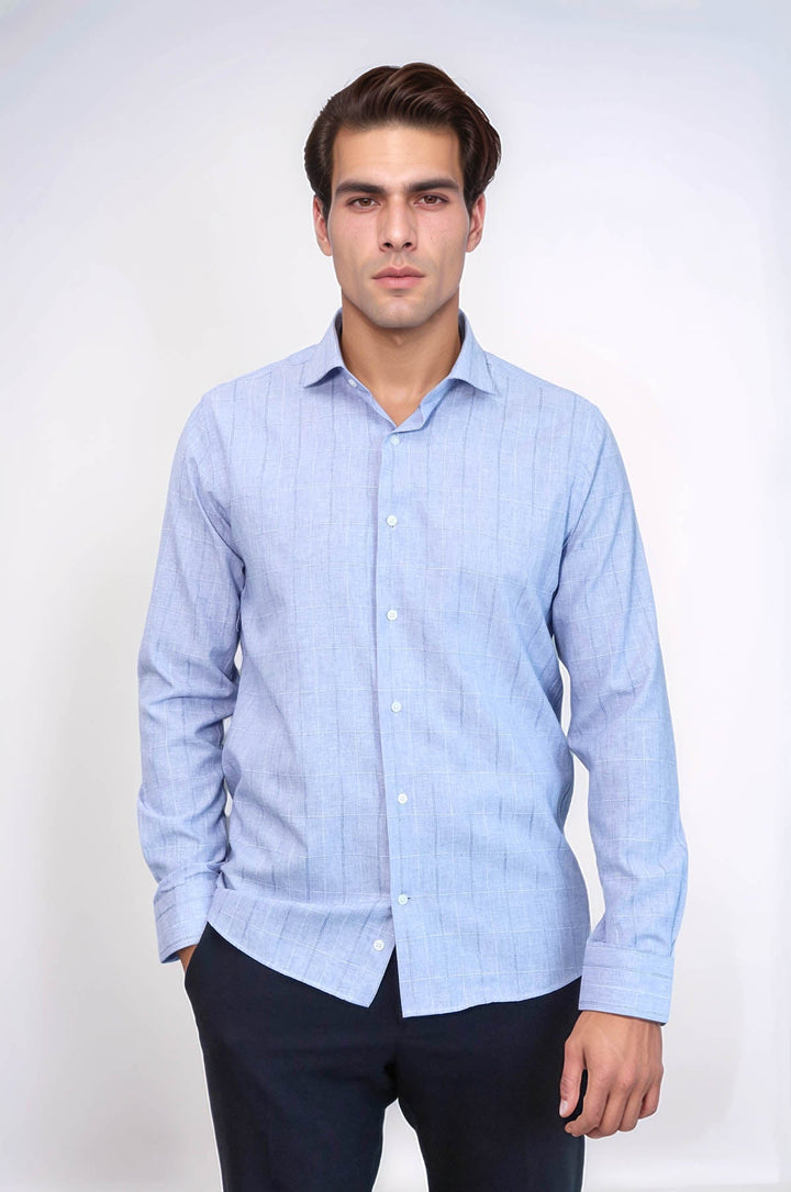 WSS Checked Long Sleeve Blue Shirt  - Waterford