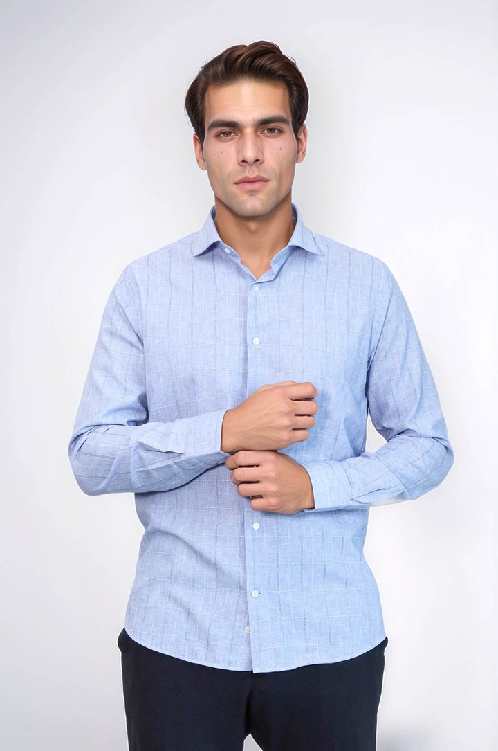 WSS Checked Long Sleeve Blue Shirt  - Waterford