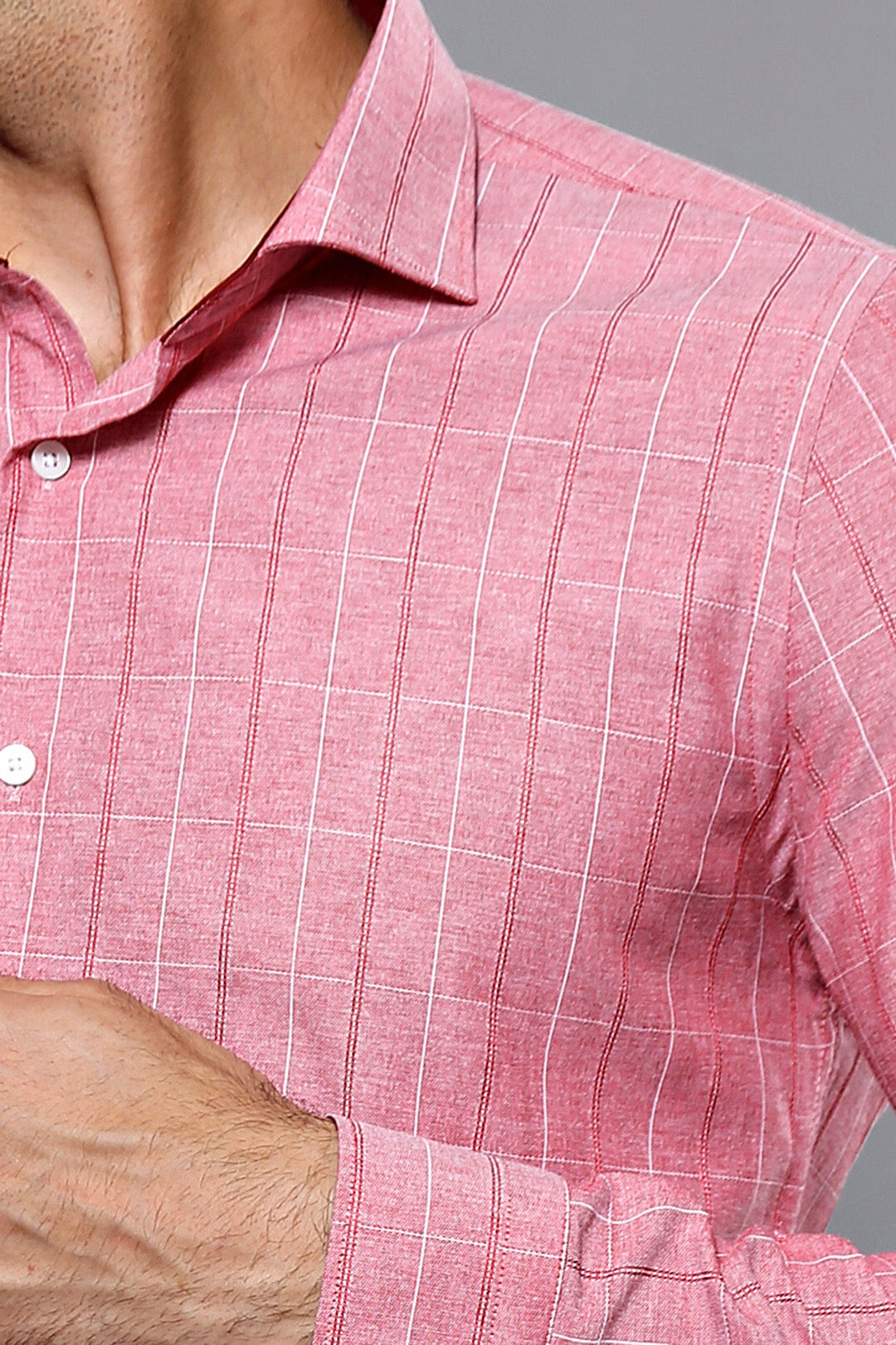 WSS Checked Light Burgundy Men's Shirt  - Singen