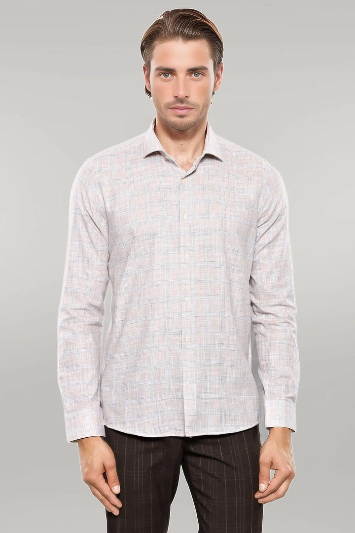 WSS Checked Beige Shirt  - Singen