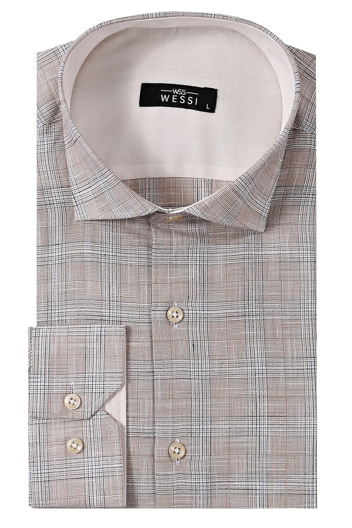 WSS Checked Beige Shirt  - Singen