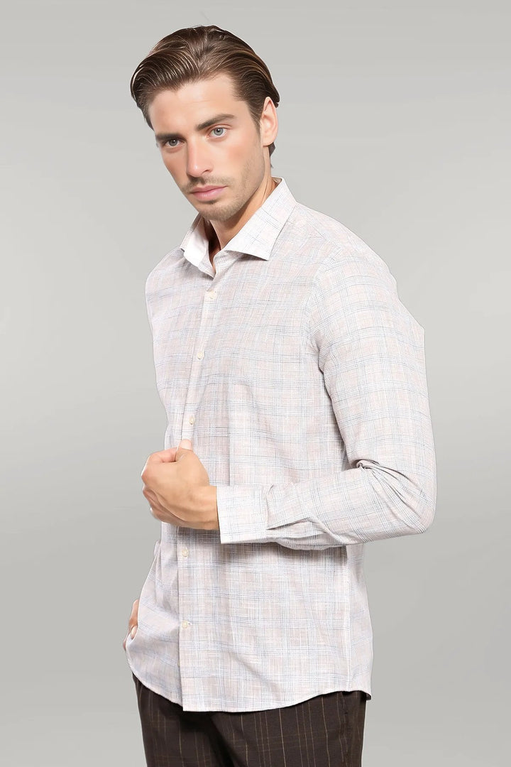 WSS Checked Beige Shirt  - Singen