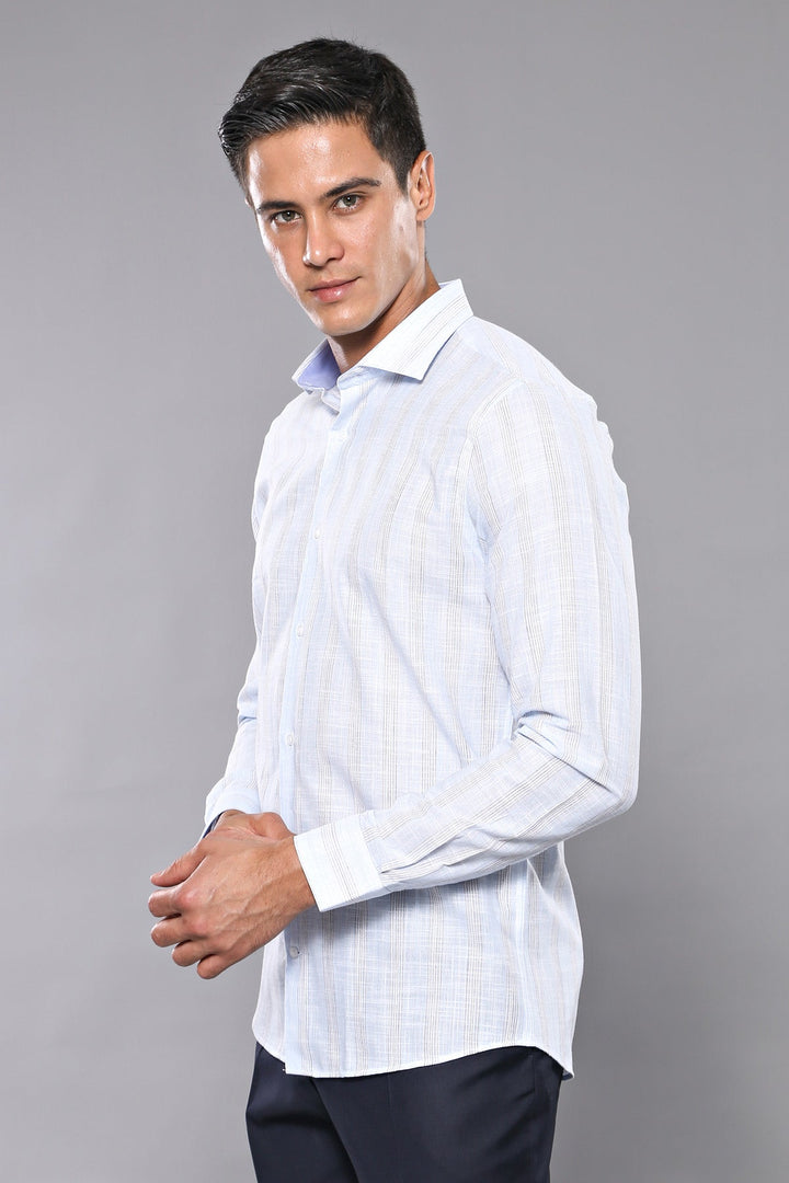 WSS Sky Blue Striped Men's Shirt  - Centreville