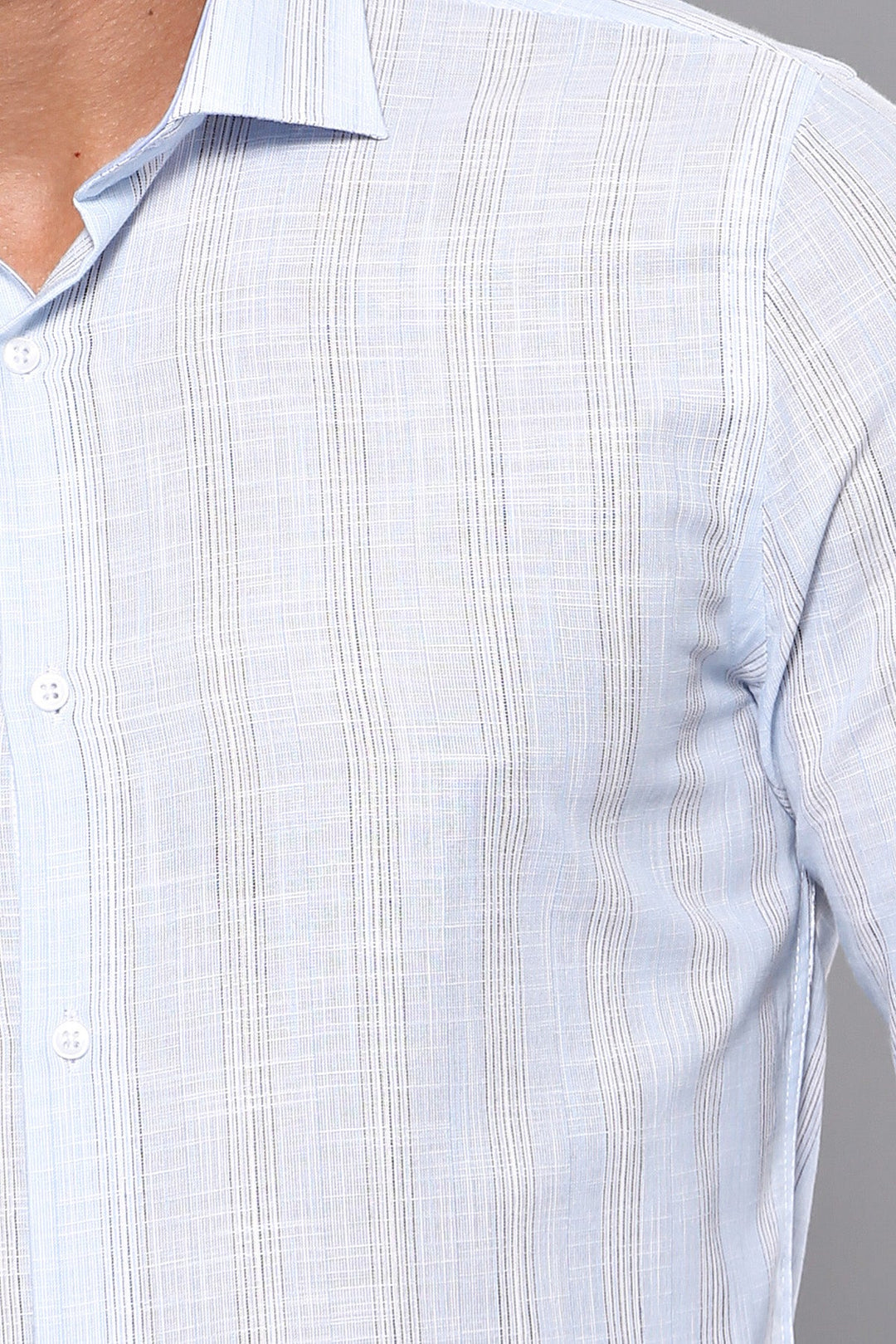 WSS Sky Blue Striped Men's Shirt  - Centreville