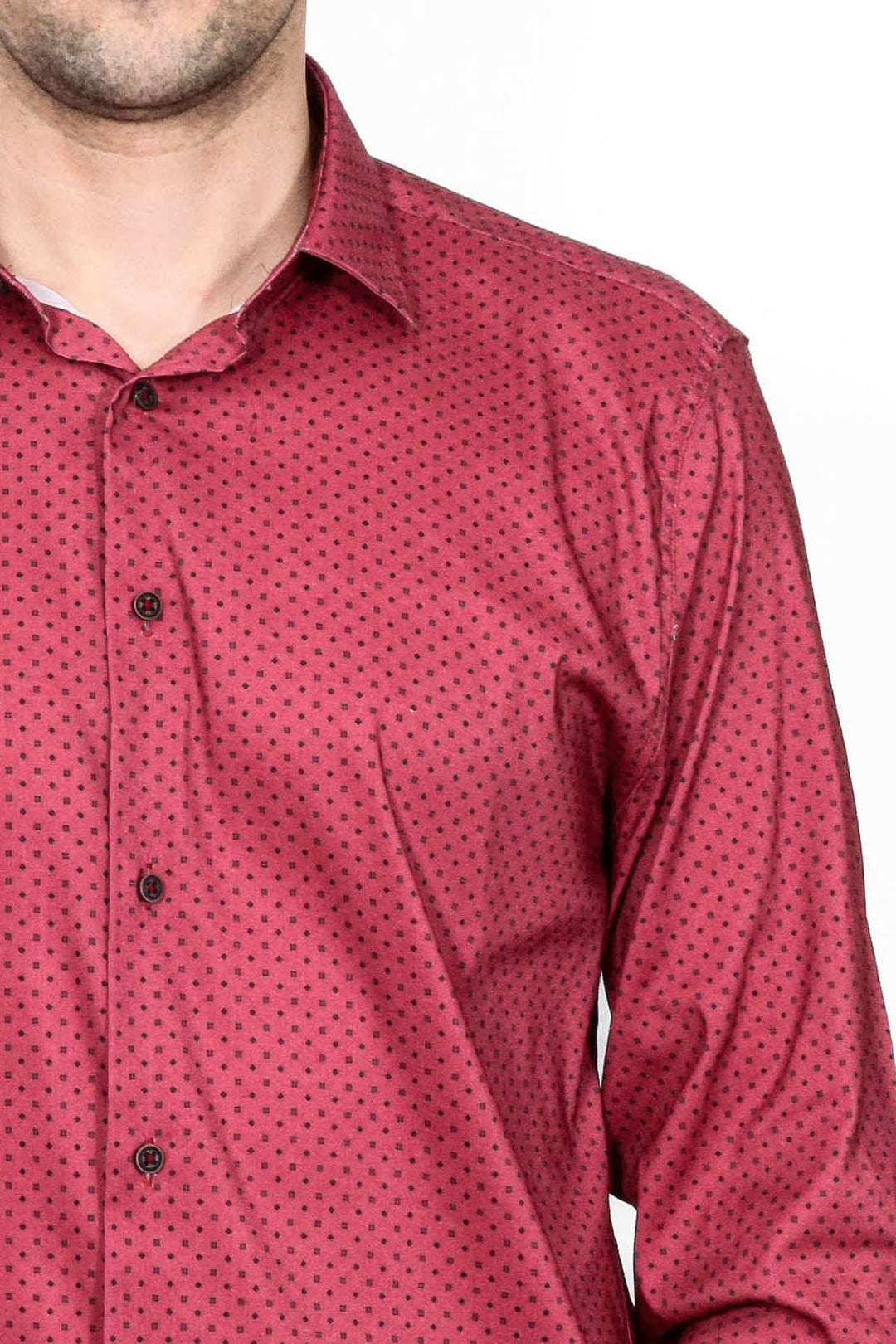 WSS Patterned Slim Fit Burgundy Men Shirt  - Aurora