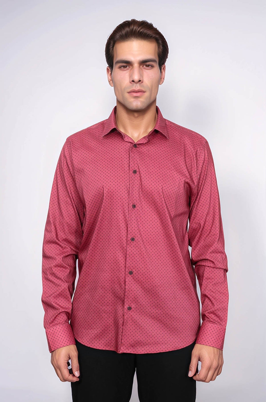 WSS Patterned Slim Fit Burgundy Men Shirt  - Aurora