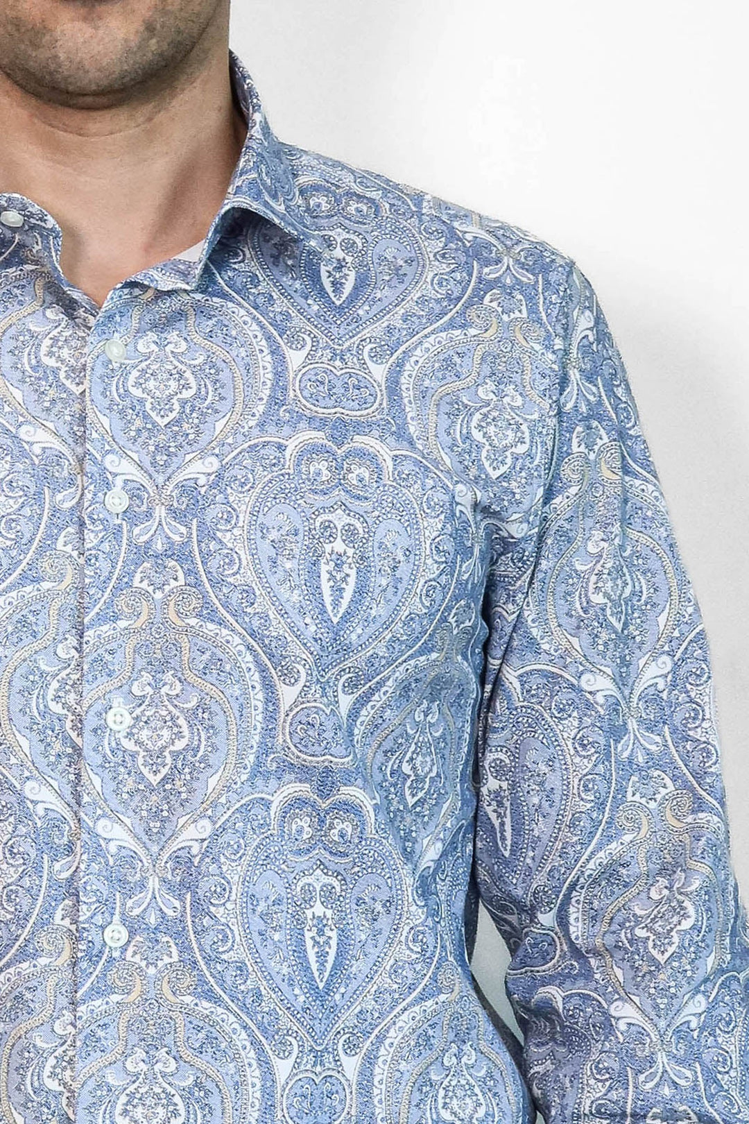 WSS Blue Damask Pattern Slim Fit Shirt  - Basildon