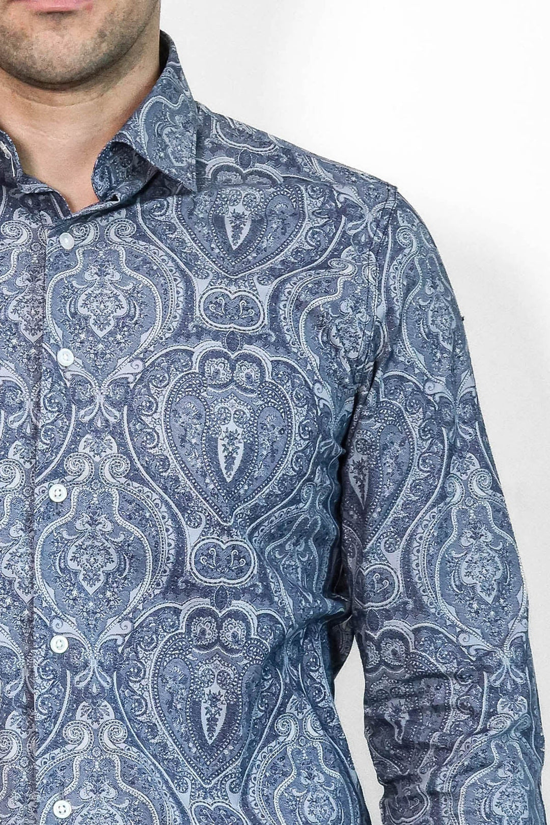 WSS Blue Patterned Slim Fit Men's Shirt  - Burleson
