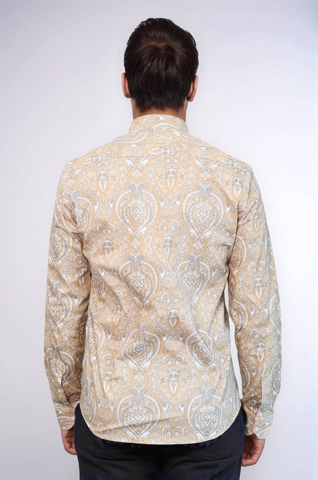 WSS Beige Patterned Slim Fit Men's Shirt  - Lancaster