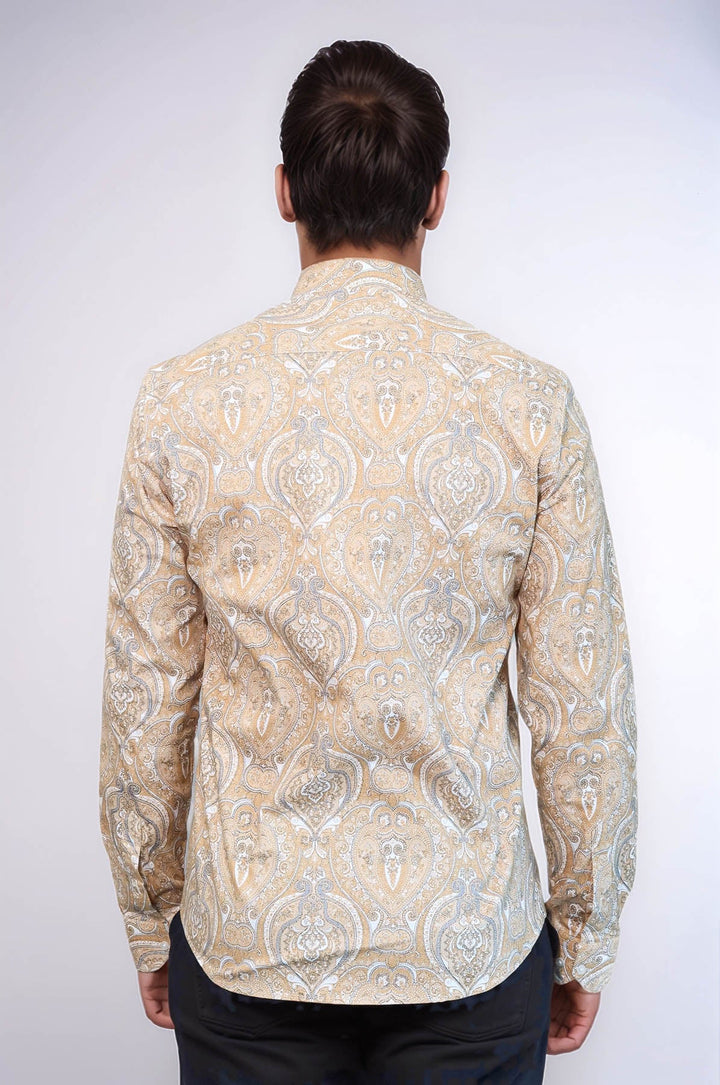 WSS Beige Patterned Slim Fit Men's Shirt  - Lancaster