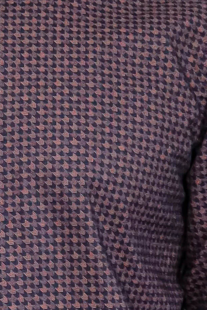 WSS Houndstooth Pattern Slim Fit Brown Men Shirt  - Caltagirone