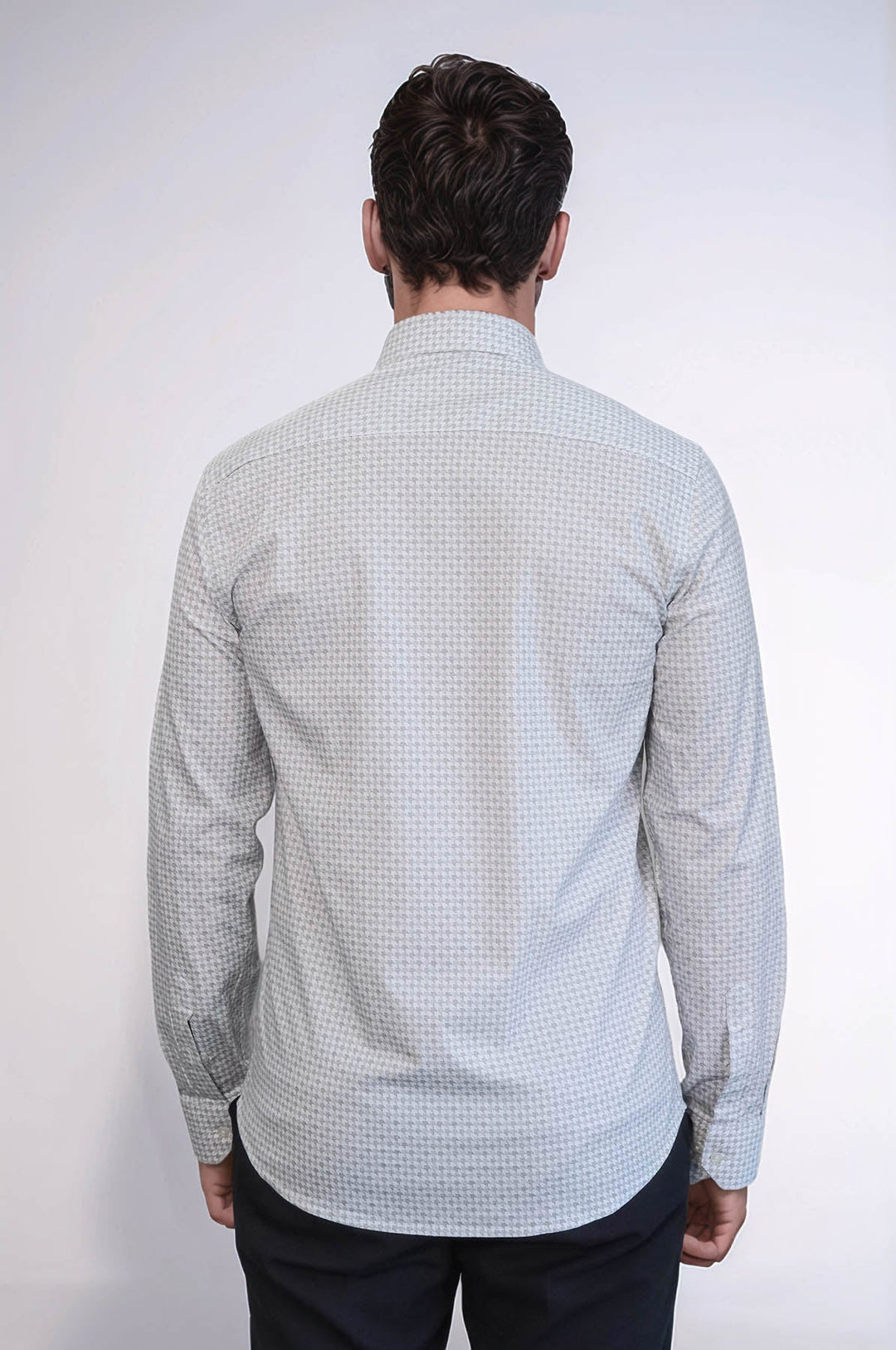 WSS Houndstooth Pattern Slim Fit Ecru Men Shirt  - Tracy