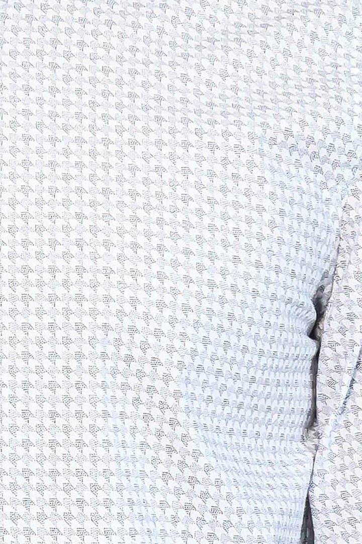 WSS Houndstooth Pattern Slim Fit White Men Shirt  - Rochester