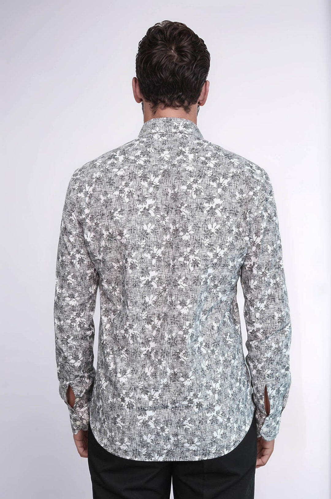 WSS Bloom Patterned Dark Slim Fit Grey Men Shirt  - Jacksonville