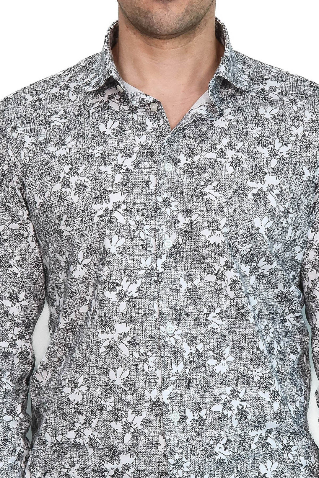 WSS Bloom Patterned Dark Slim Fit Grey Men Shirt  - Jacksonville