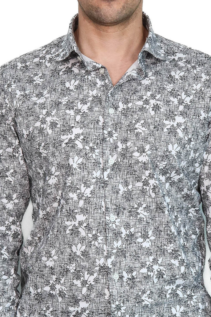 WSS Bloom Patterned Dark Slim Fit Grey Men Shirt  - Jacksonville