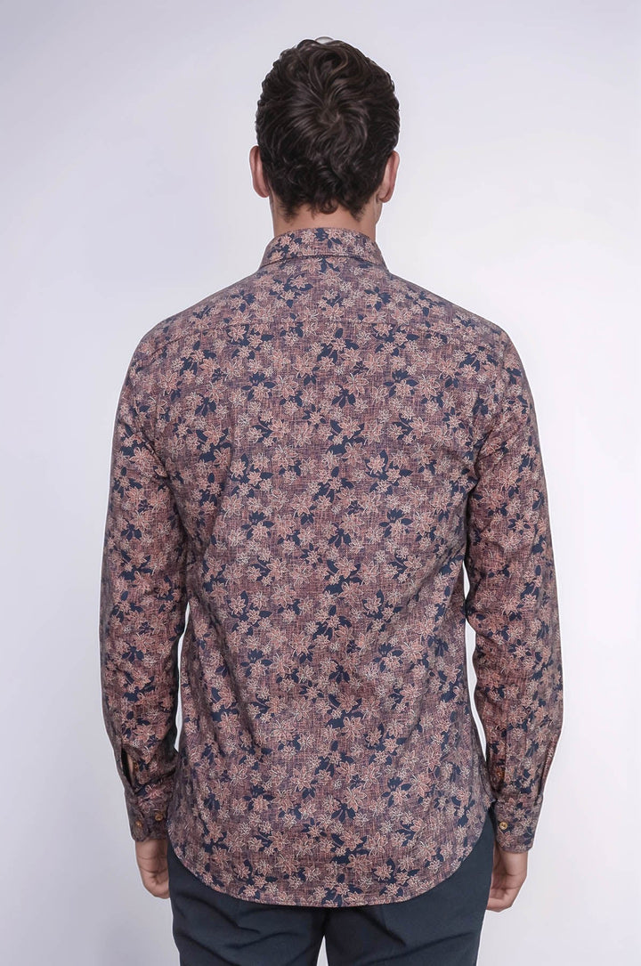 WSS Bloom Patterned Brown Slim Fit Shirt  - Soledad de Graciano Sánchez