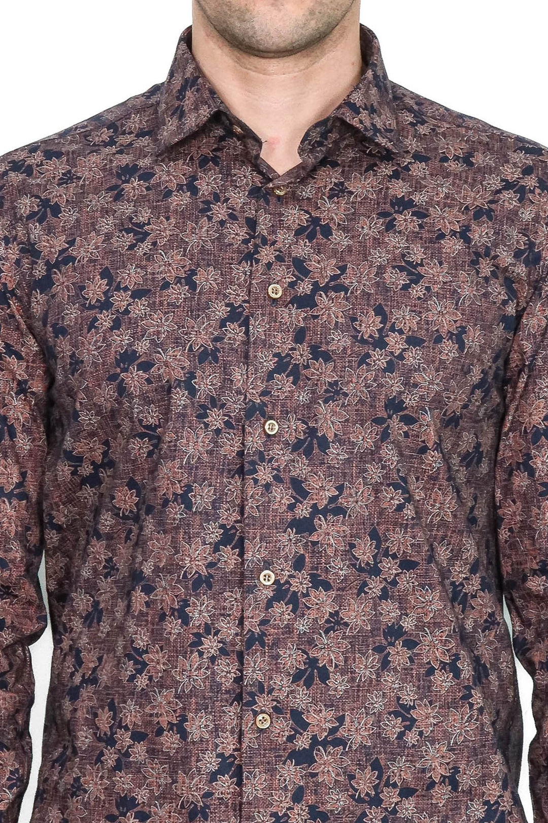 WSS Bloom Patterned Brown Slim Fit Shirt  - Soledad de Graciano Sánchez