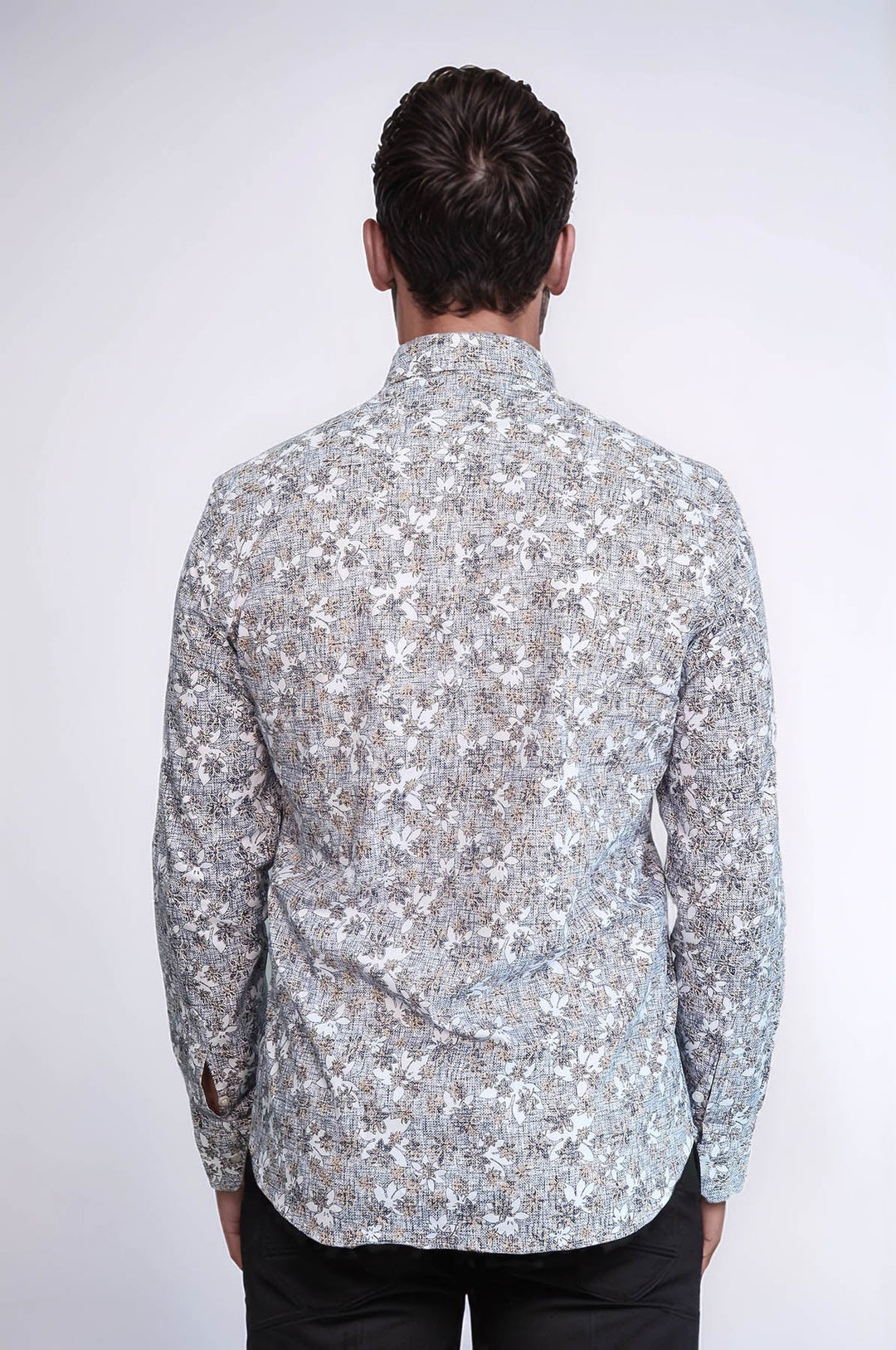WSS Bloom Patterned Grey Slim Fit Shirt  - Homyel’