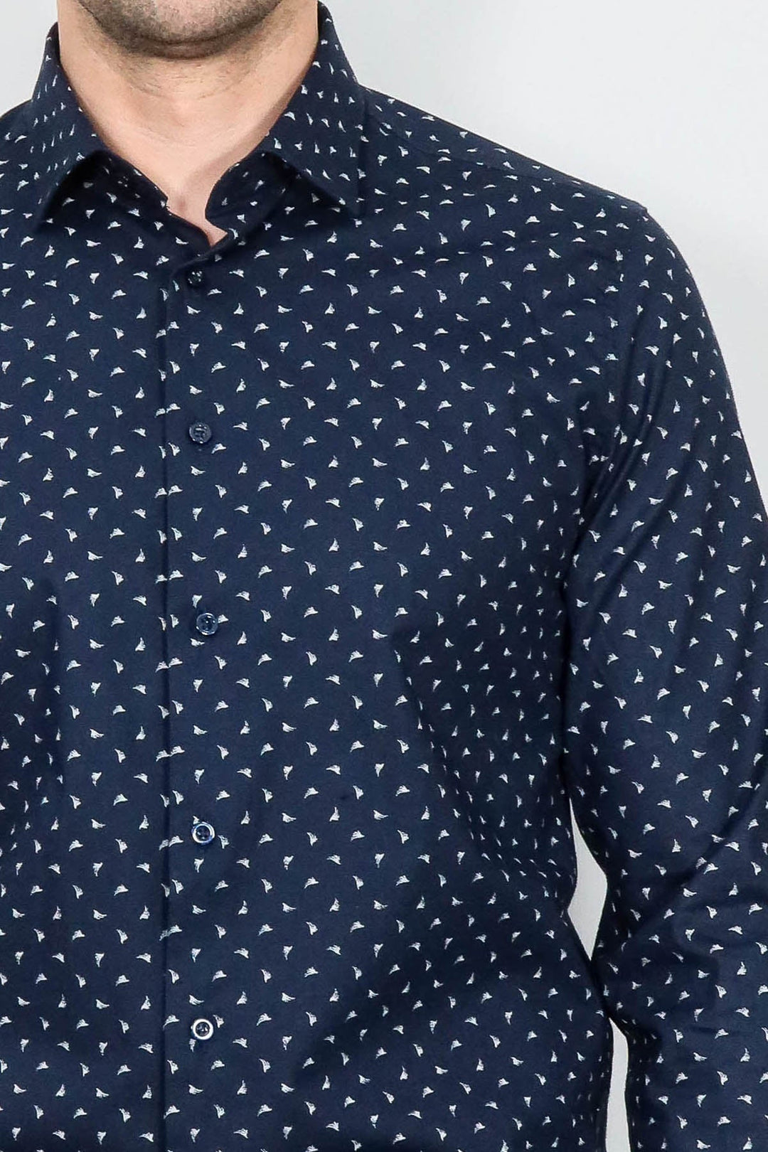 WSS Men’s Navy Shirt with Minimal White Pattern –  - Menifee