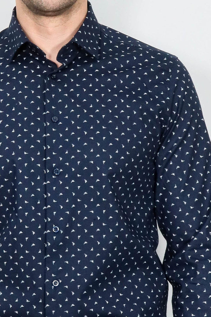 WSS Men’s Navy Shirt with Minimal White Pattern –  - Menifee
