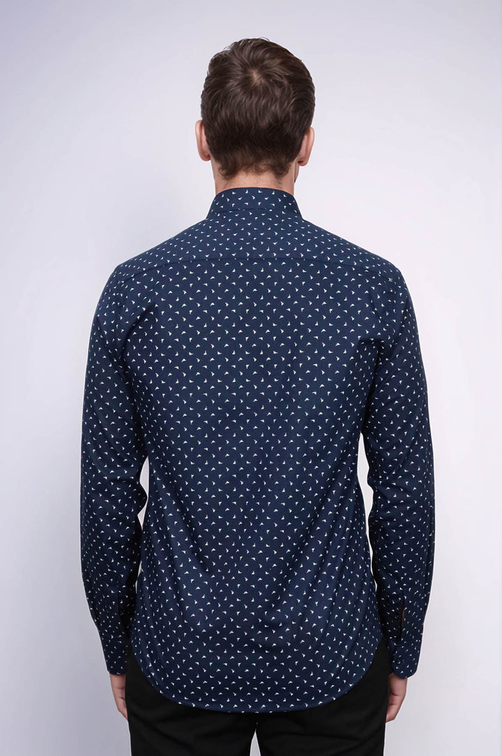 WSS Men’s Navy Shirt with Minimal White Pattern –  - Menifee