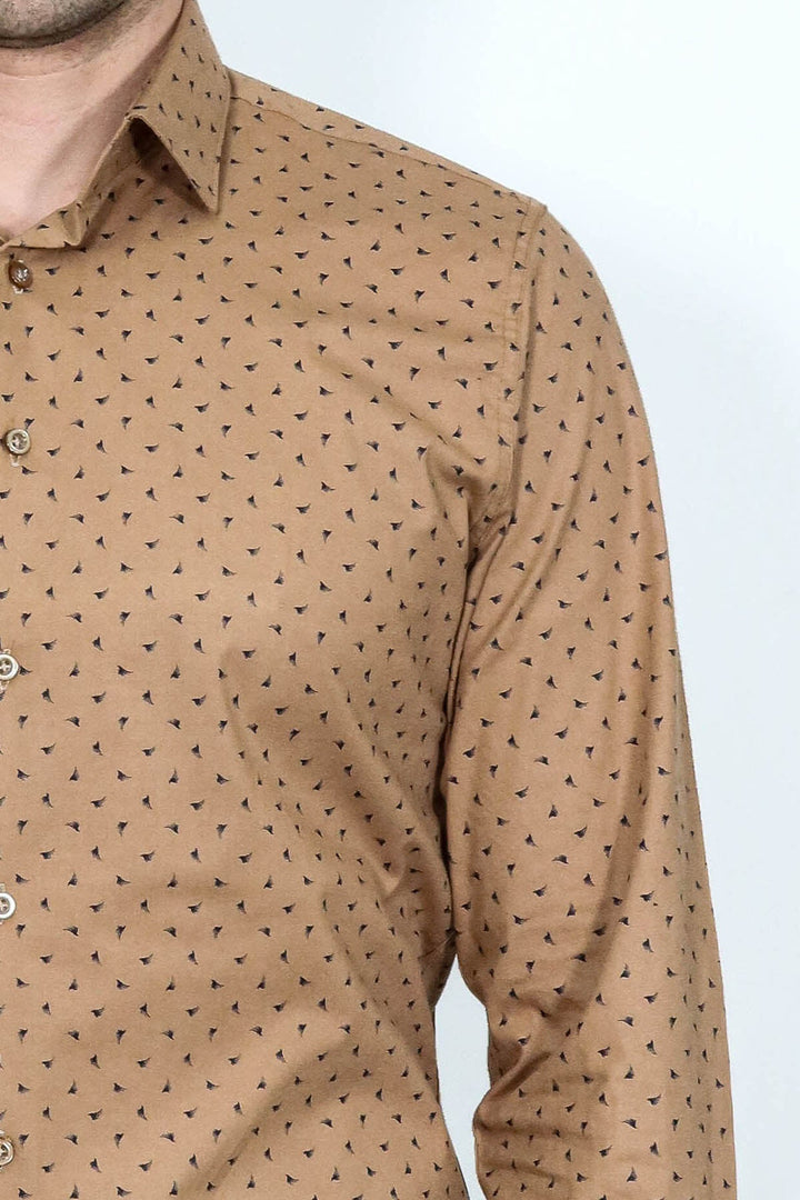 WSS Men’s Beige Shirt with Minimal Black Pattern –  - Barcelona