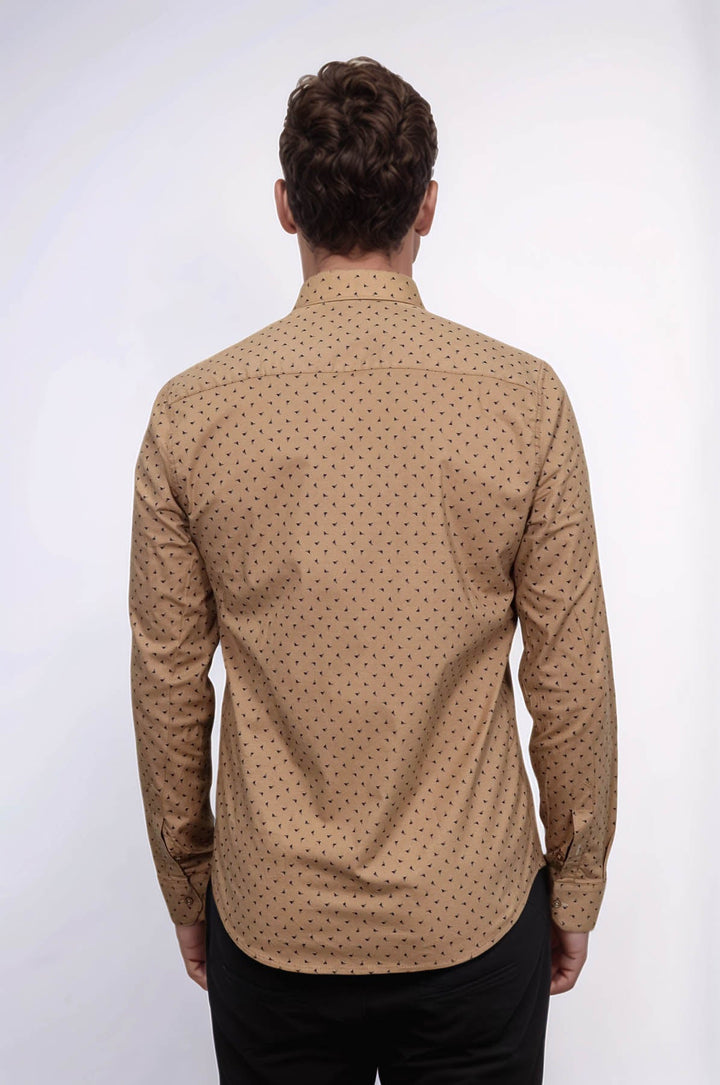 WSS Men’s Beige Shirt with Minimal Black Pattern –  - Barcelona