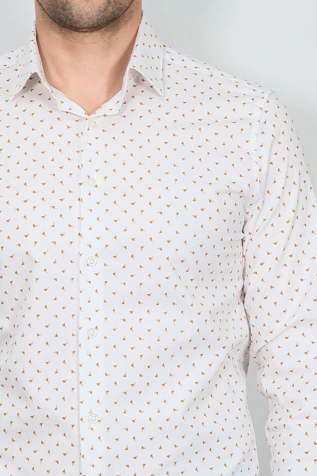 WSS Minimal Golden Print White Men's Shirt  - Maple Ridge