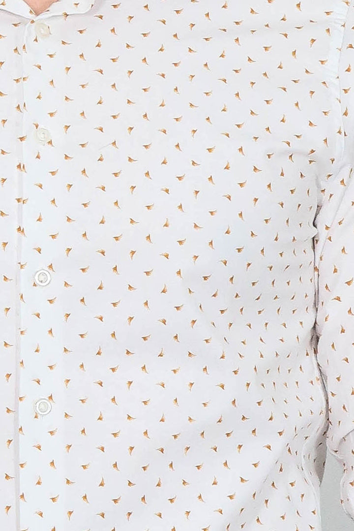 WSS Minimal Golden Print White Men's Shirt  - Maple Ridge