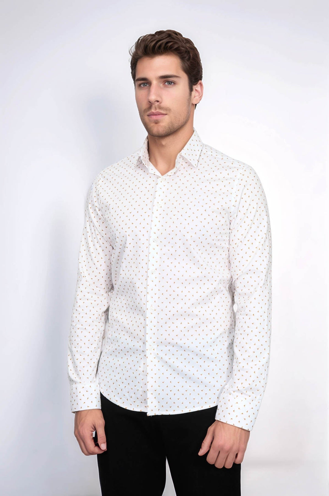 WSS Minimal Golden Print White Men's Shirt  - Maple Ridge